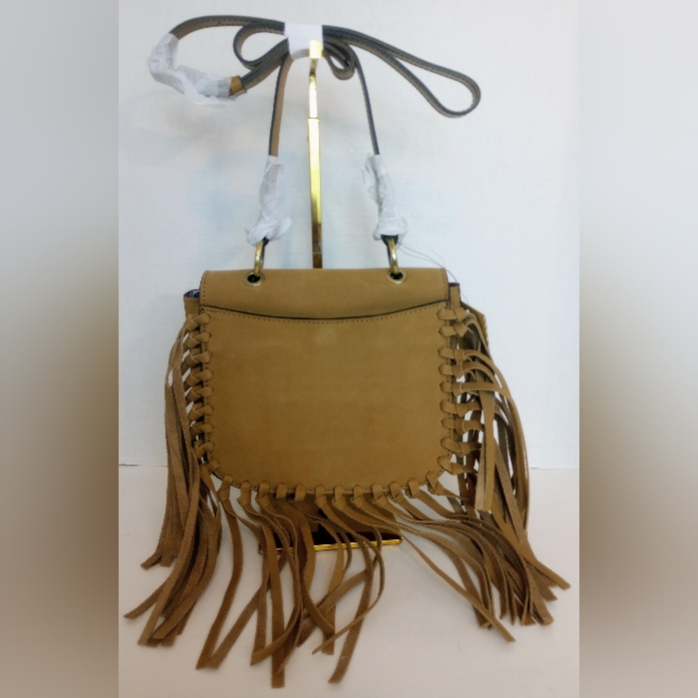 Patricia Nash Nubuck Suede Karissa Crossbody Bag with Fringe, Wheat Tan - Picture 2 of 10